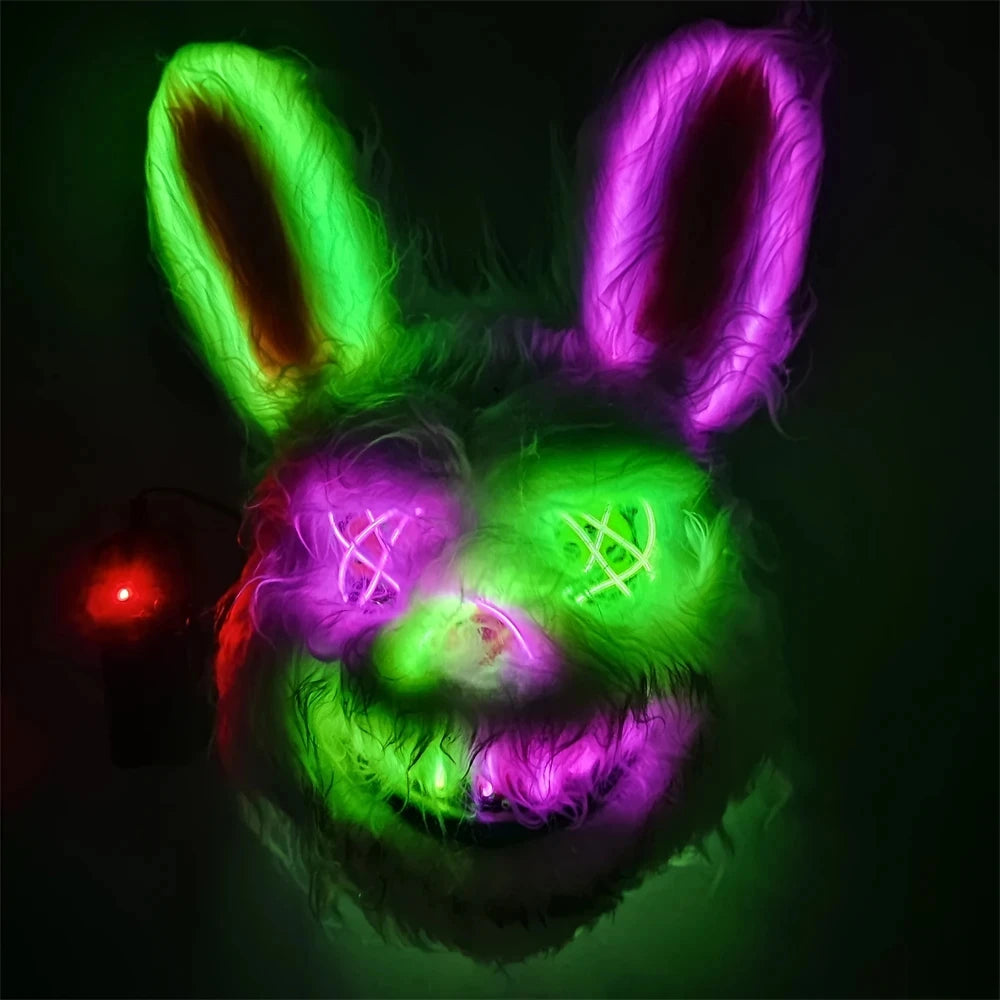 New Bloody Rabbit Bloody Bear Luminous Led Mask Halloween Horror Bunny Mask Carnival Party Cosplay Horror Dress Up Props Gifts