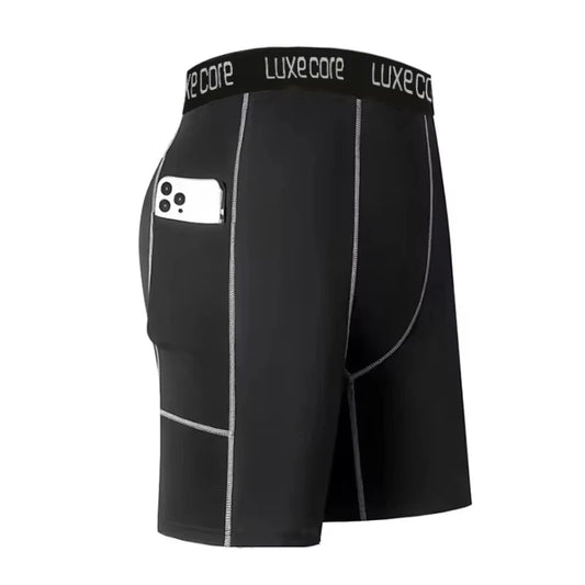 High Performance Men's Compression Shorts With Pocket - Quick Dry Breathable Stretchy Base Layer For Sports Gym