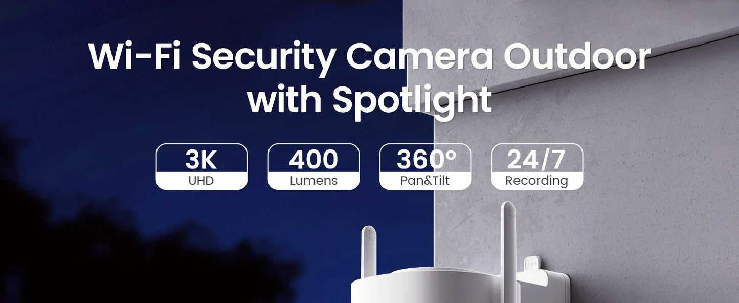 AOSU 5MP WiFi Camera Outdoor 360° View PTZ Smart Security Camera Auto Tracking 2-way Audio Wireless CCTV Camera Support Alex