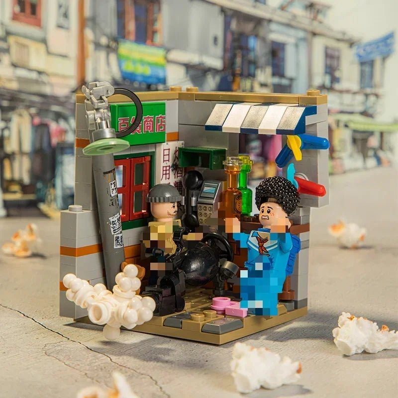 Scene Building Blocks Mini Small Particles Surfing Adventure Exploration Series Model Ornaments Splicing Toys Halloween Gift