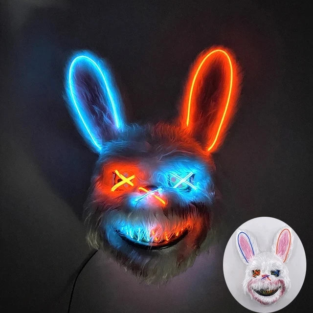 New Bloody Rabbit Bloody Bear Luminous Led Mask Halloween Horror Bunny Mask Carnival Party Cosplay Horror Dress Up Props Gifts