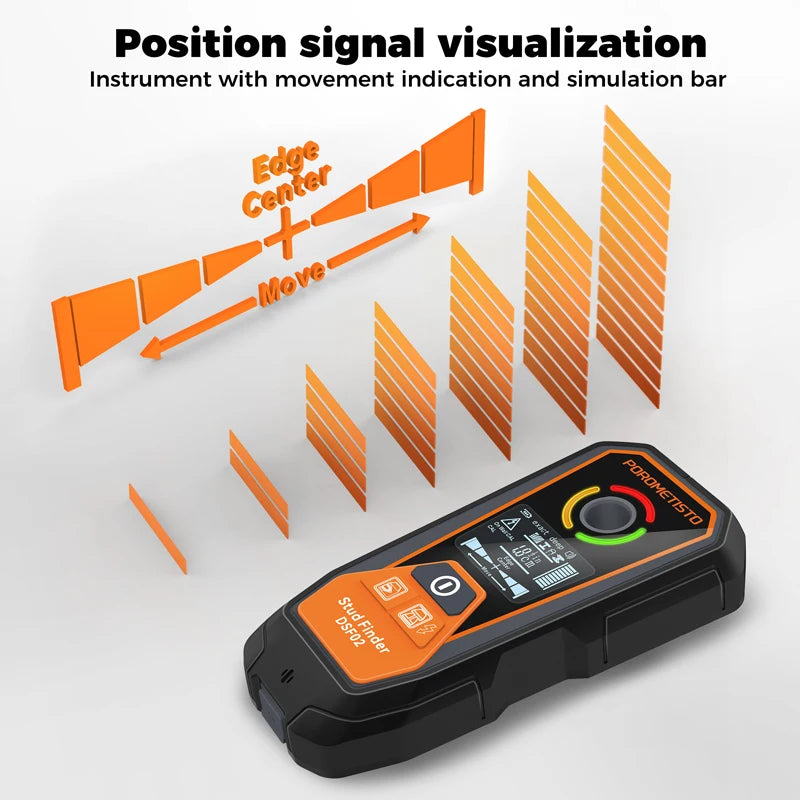DSF02 6-in-1 Wall Scanner with Deep & Exact Modes, Type-C Rechargeable Stud Finder for Wood, Metal (Ferrous and Non-Ferrous), Live AC Wire, Pipe Detection, Depth Measurement, Auto-Calibration, Visual/Audible Alerts – Safe D