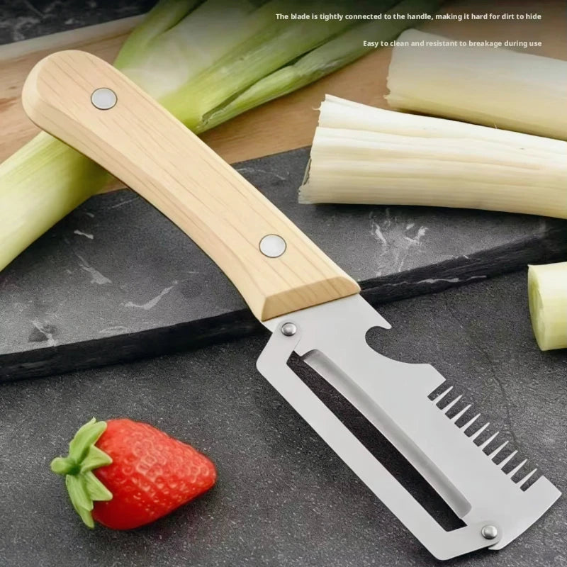2026 New Ergonomic Paring Knife with Wood Handle Stainless Steel Vegetable Peeler 2-in-1 Fruit & Potato Peeler for Kitchen