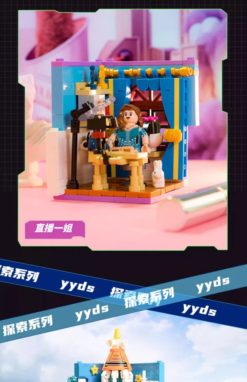 Scene Building Blocks Mini Small Particles Surfing Adventure Exploration Series Model Ornaments Splicing Toys Halloween Gift