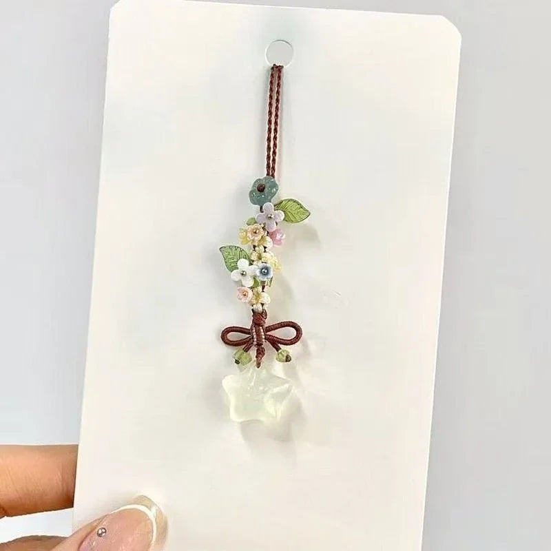 New Chinese Style Ice Transparent Star Flower Pendant Sweet and Cute Mobile Bag Pendant