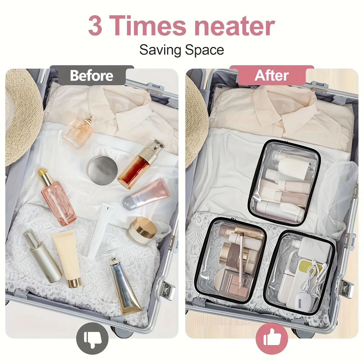 1PC Clear PVC Medicine Bag Travel First Aid Pouch Waterproof Transparent Cosmetic Makeup Organizer Zipper Toiletry Bag for Women