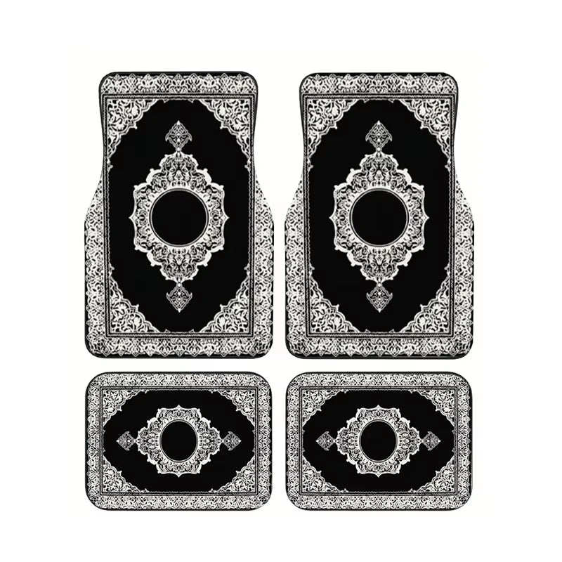 Red Bohemian Paisley Print Car Floor Mats 4Pcs Universal Anti-Slip Auto Carpet Interior Accessories For Women Girls Sedan SUV