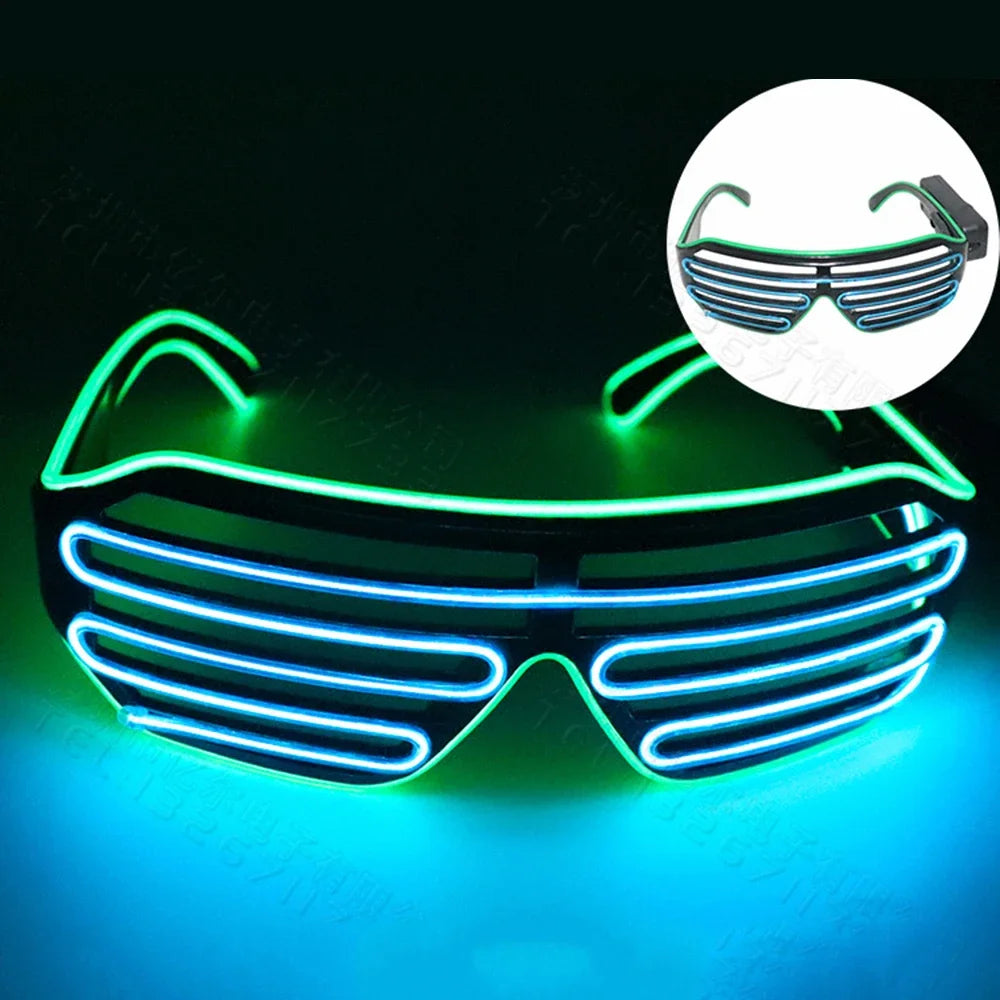 LED Wireless Glow-in-the-dark Glasses, Neon Twinkling Sunglasses, Suitable for Halloween, Christmas, Carnival Party