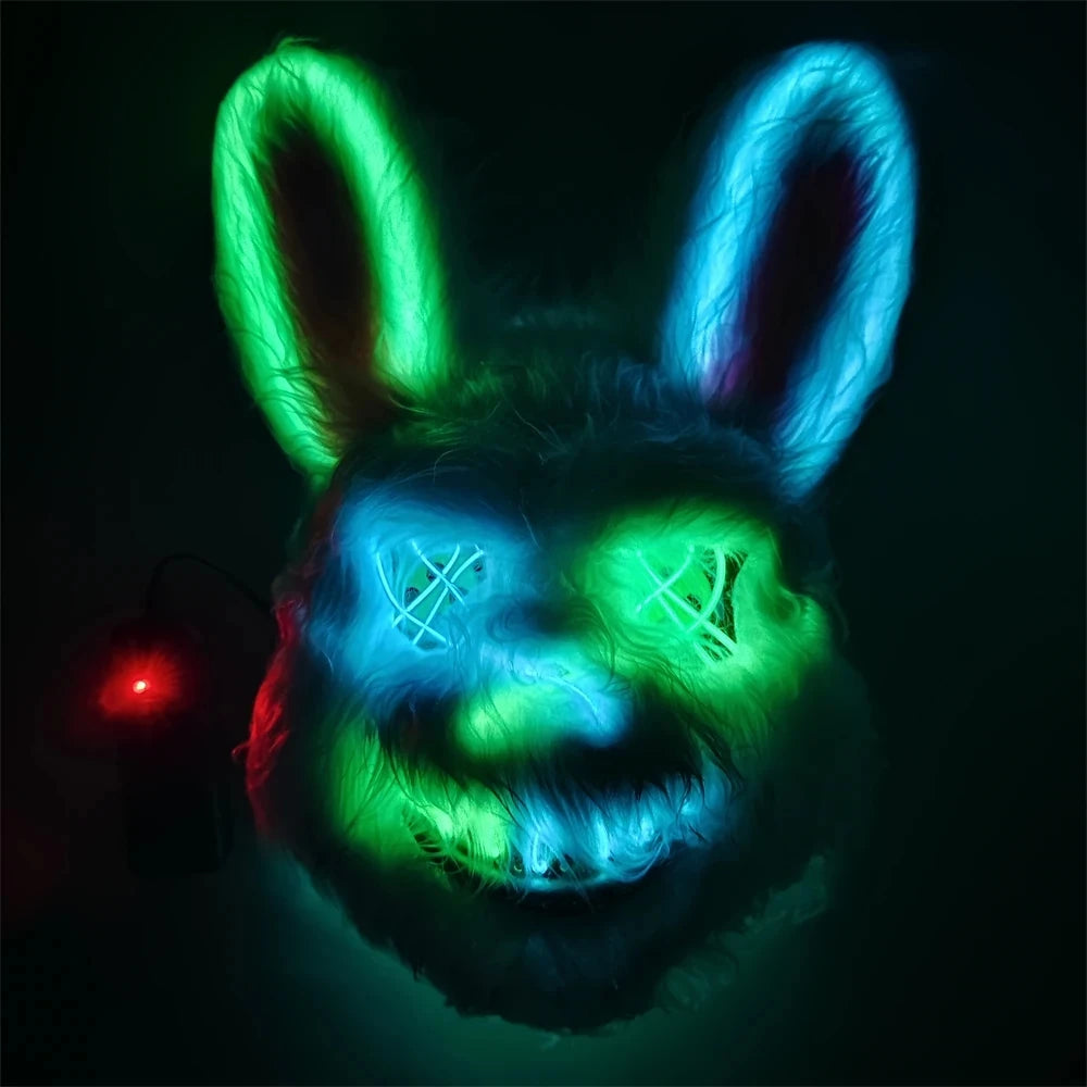 New Bloody Rabbit Bloody Bear Luminous Led Mask Halloween Horror Bunny Mask Carnival Party Cosplay Horror Dress Up Props Gifts