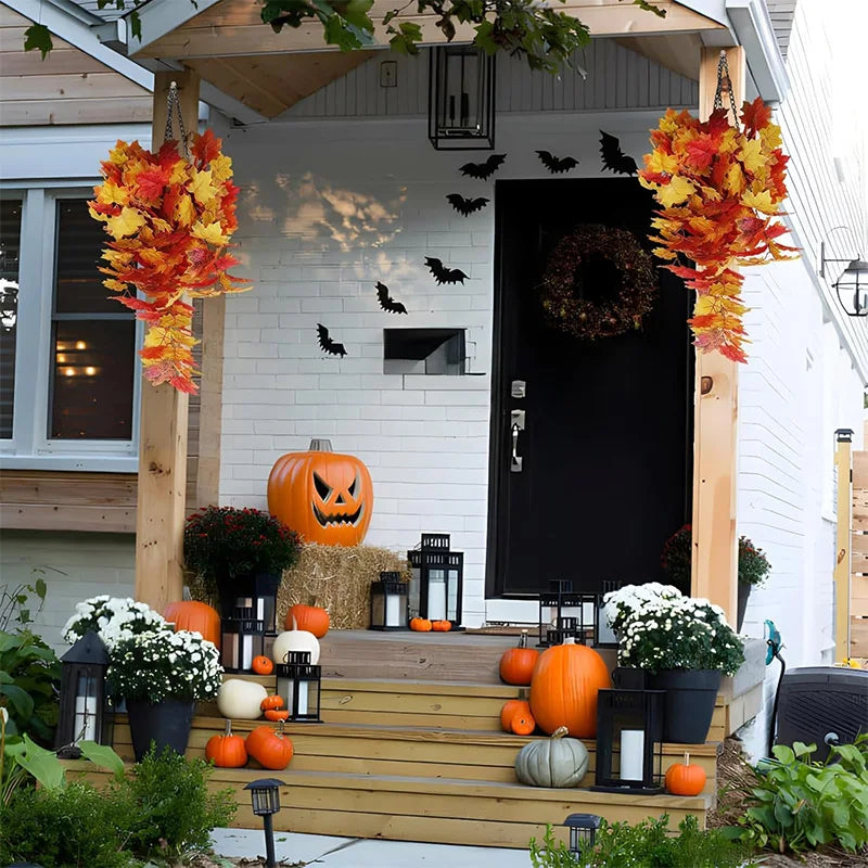 1Pcs Artificial Maple Leaf Garland 75cm Fake Plant Leaves for Home Decor Garden Halloween Thanksgiving Decoration Accessories