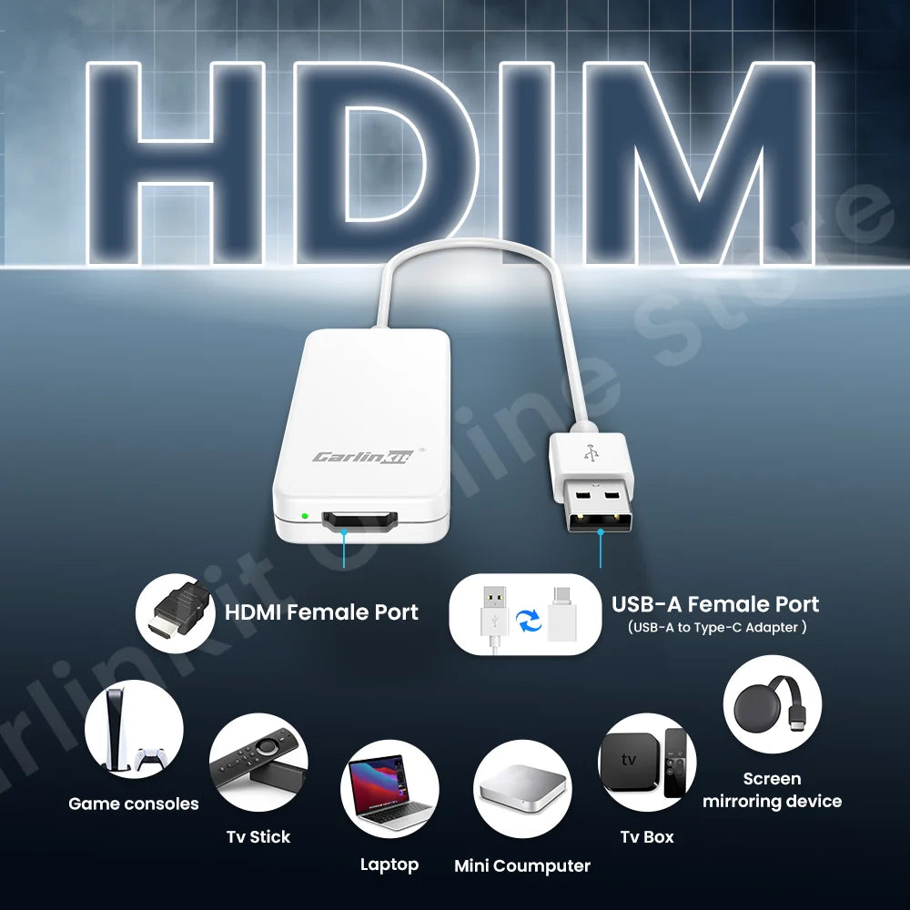 Carlinkit HD2CP Carplay to HDMI Adapter Work for Wired Carplay Xbox Switch Tv Stick Laptop Screen Mirroring Adapter Tv Box