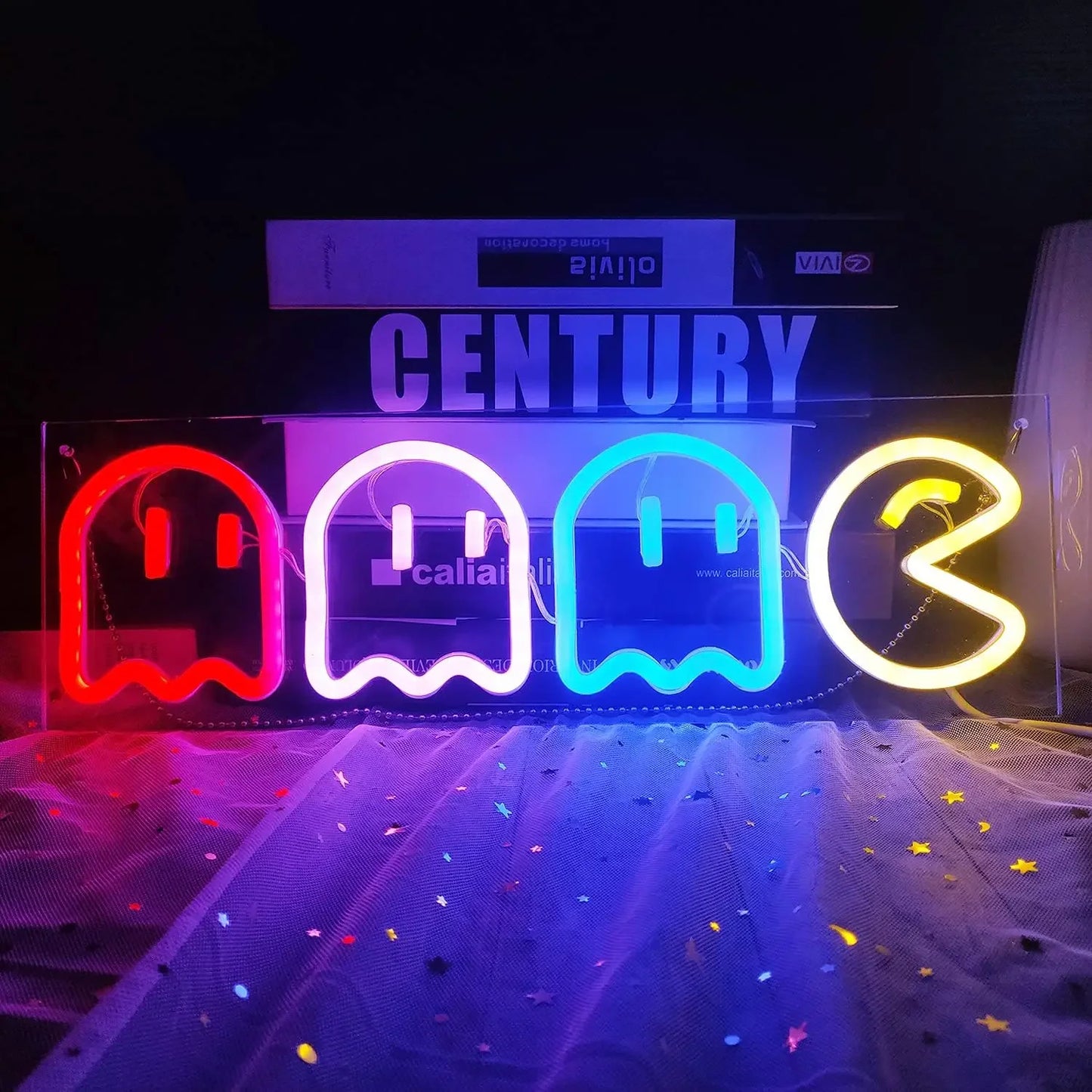 Ghost Neon Lights Decor Arcade for Game Room Decor Led Wall Sign Neon Sign for Bedroom Kids  Bar Halloween Party Christmas Gifts