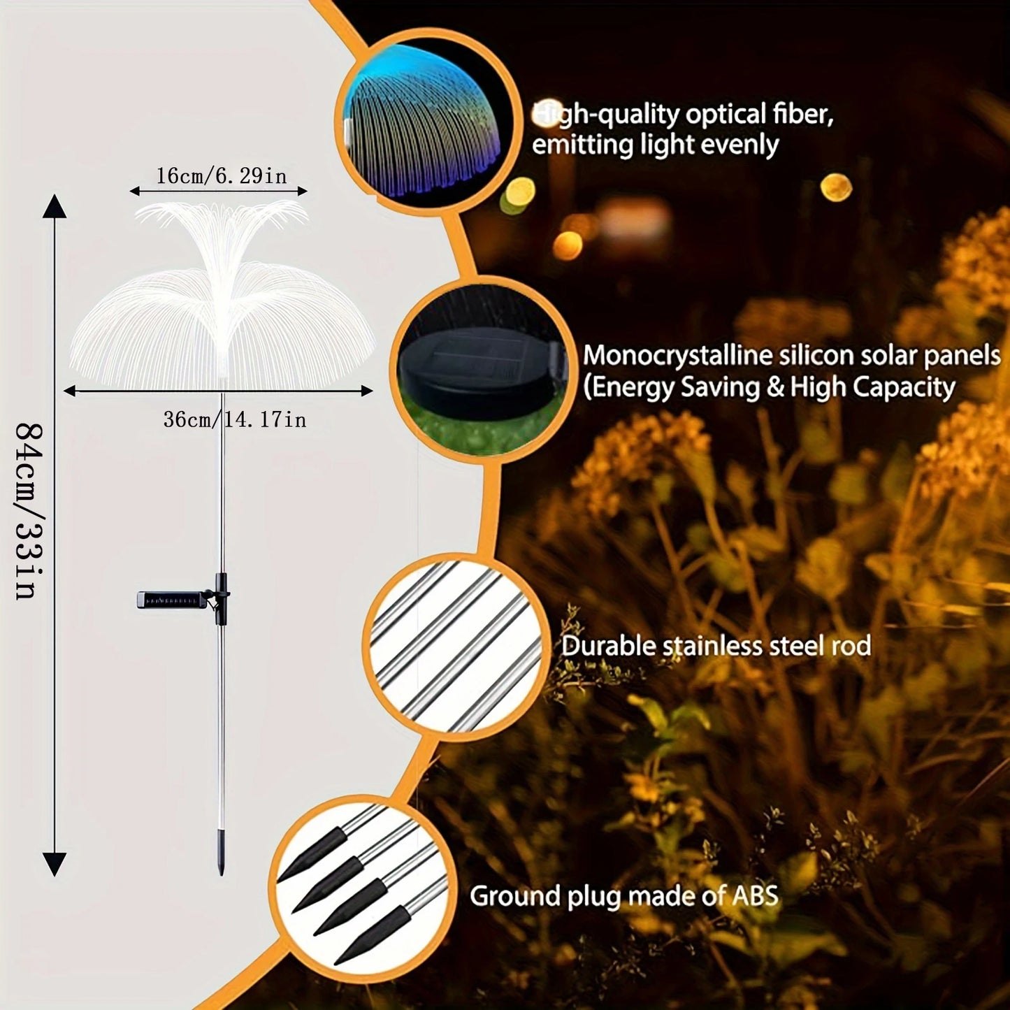 1 pack 1/2/3 Layer Solar Fountain Jellyfish Lights Christmas Tree Lights With Colorful Changing LED Halloween Decorations