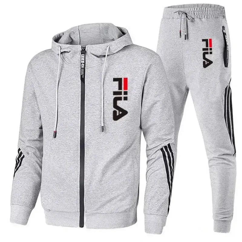 Color: Blue, Size: XXL, Ships From: CHINA - Men's spring and Fall outdoor zipper jacket + sweatpants jogging set Casual basketball fitness two-piece set