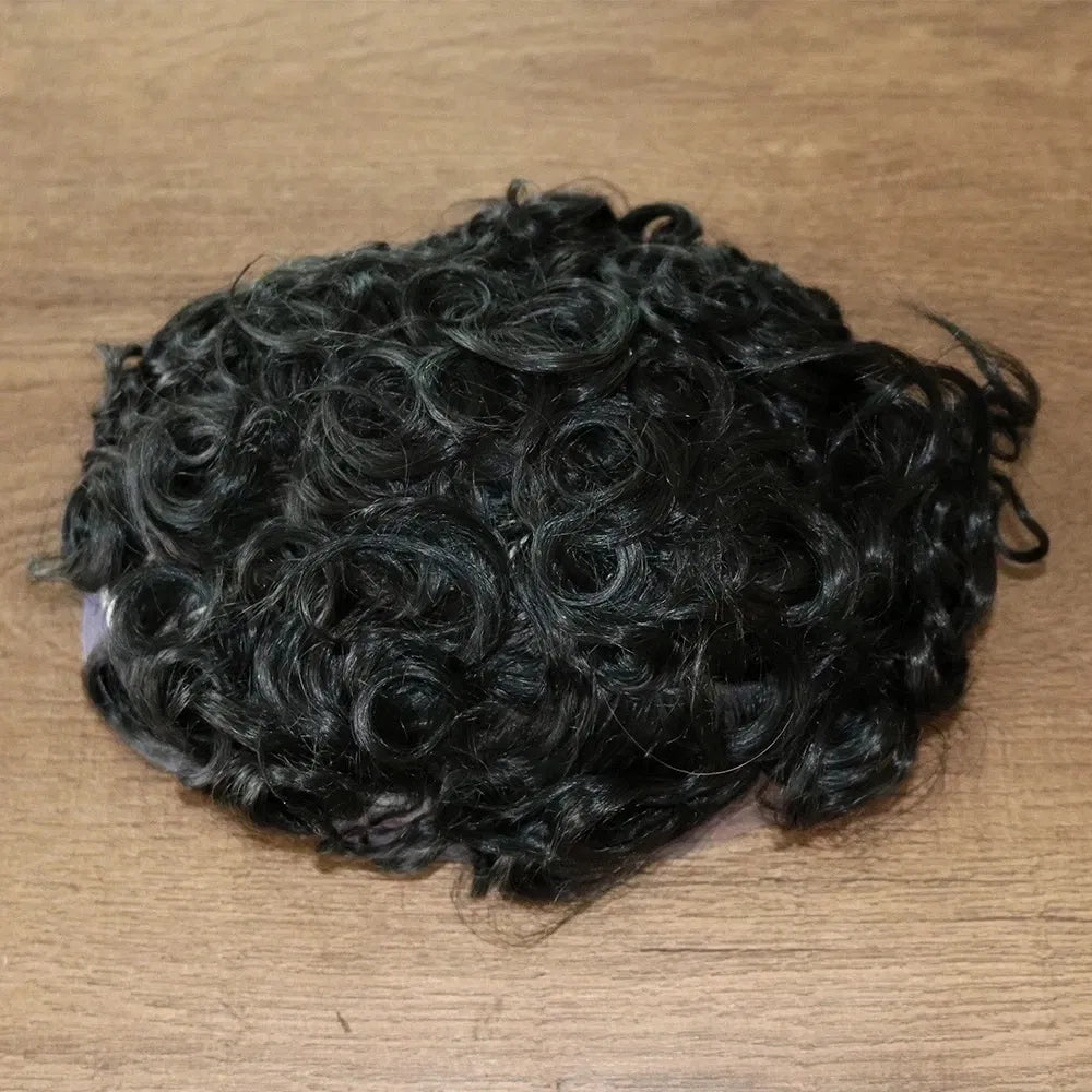 Toupee Color: 610#, Toupee Density: 110%, Length: 6 inches, Toupee Size: 8x10, Toupee Design: free - 20MM Curly Brown Black Super Durable Mono Lace&Pu Mens Toupee Wig Human Hair 15mm Capillary Prosthesi Weave Replacement For Male