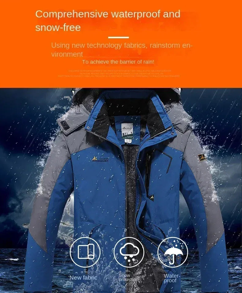 Color: Red, Size: M - Autumn Winter Men's Windbreaker Waterproof and Warm Outdoor Hiking and Fishing Multi Pocket Wear-resistant Thick Jacket Men Coat