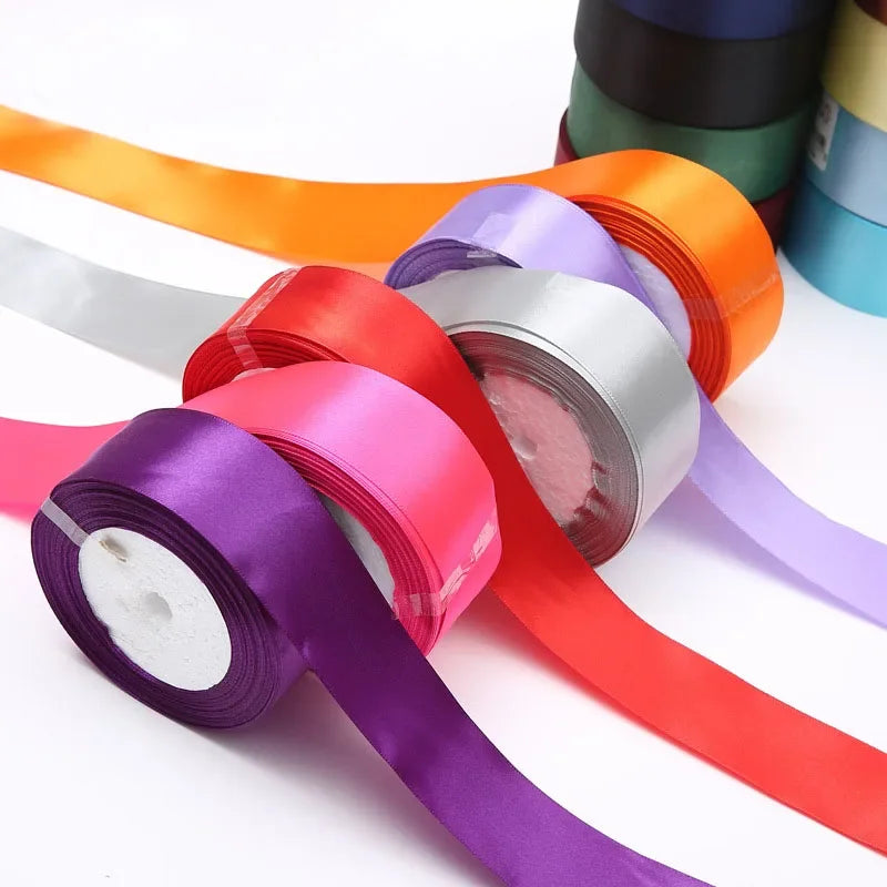 6-10-12-15-20-25-40mm Satin Ribbons for Wedding Birthday Party Gift Wrapping Tape Christmas Halloween DIY Crafts Handmade Ribbon