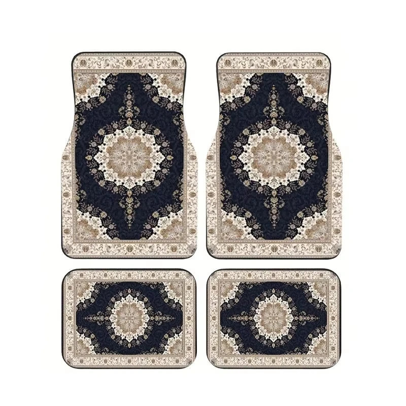 Red Bohemian Paisley Print Car Floor Mats 4Pcs Universal Anti-Slip Auto Carpet Interior Accessories For Women Girls Sedan SUV