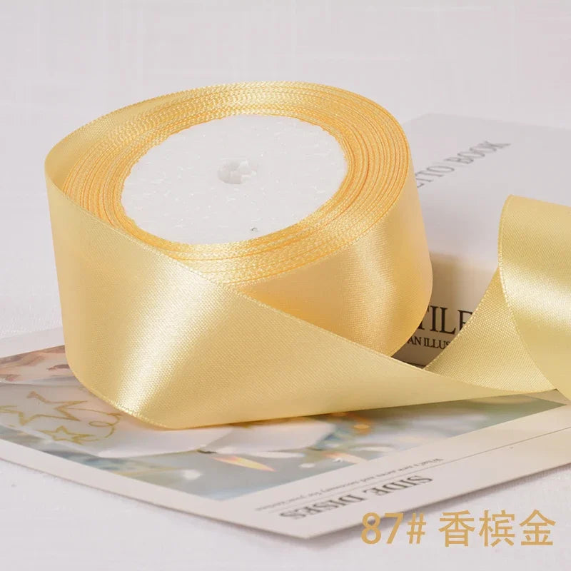 6-10-12-15-20-25-40mm Satin Ribbons for Wedding Birthday Party Gift Wrapping Tape Christmas Halloween DIY Crafts Handmade Ribbon