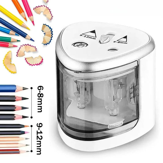 Electric Pencil Sharpener Dual Hole Automatic Battery Operated Pencil Shaver for Standard Colored Pencils Pupil Writing Stationery School Office Art Supplies Compact Design Easy to Use for Student Teacher Artist Drawing Gift