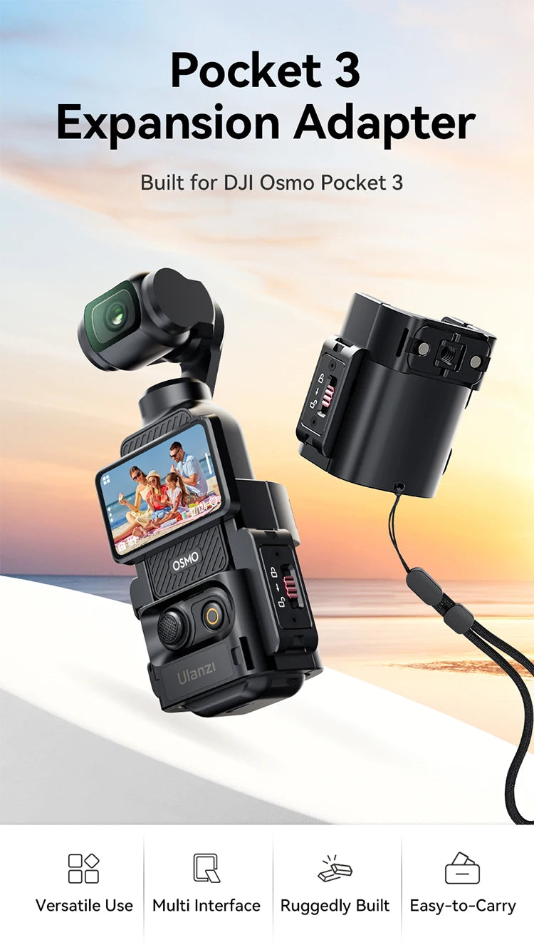 Ulanzi PK-06 Quick Release Expansion Adapter for DJI Osmo Pocket 3 Light Tripod Mount with Cold Shoe 1/4" Screw Accessories Kit