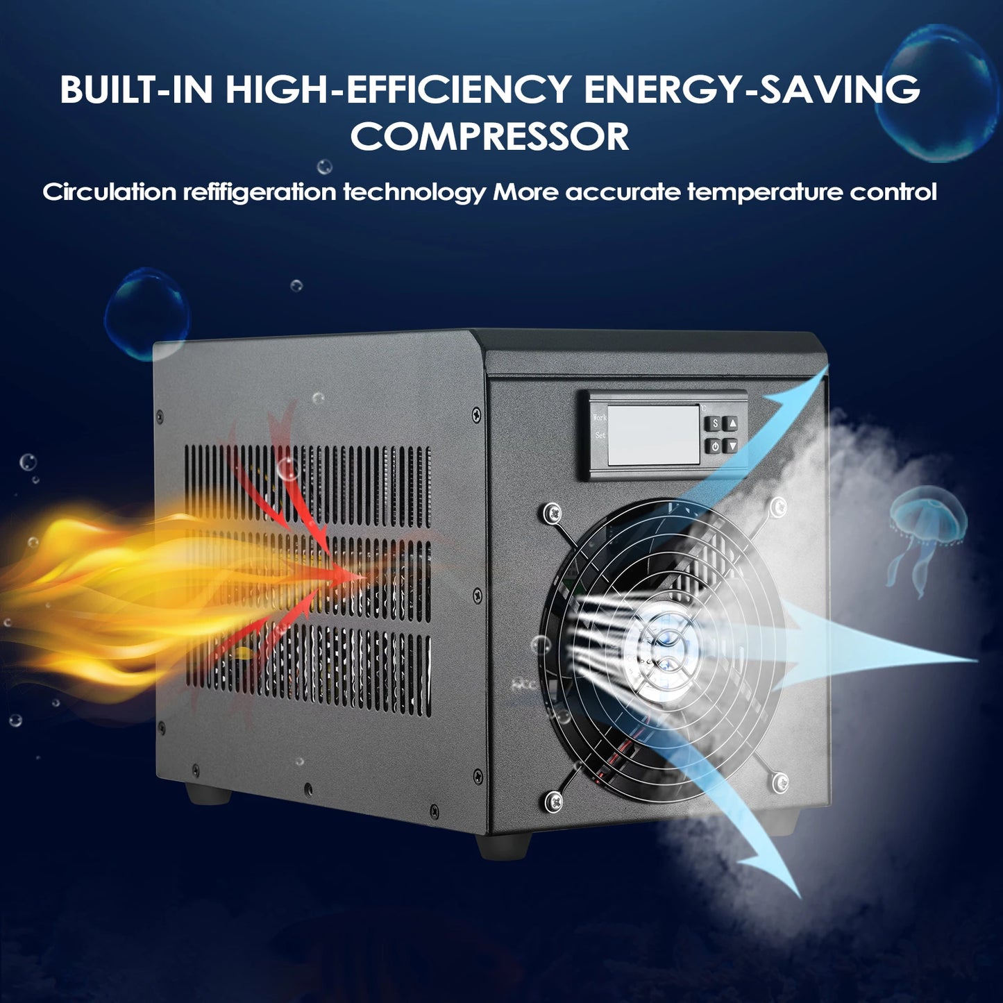 0-100℃ Aquarium Water Chiller 55L Fish Tank Cooler System Temperature Setting Device Constant For Fish Shrimp Breeding Tool