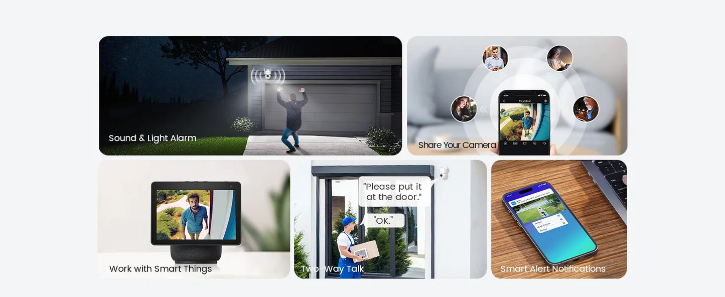 AOSU 5MP WiFi Camera Outdoor 360° View PTZ Smart Security Camera Auto Tracking 2-way Audio Wireless CCTV Camera Support Alex