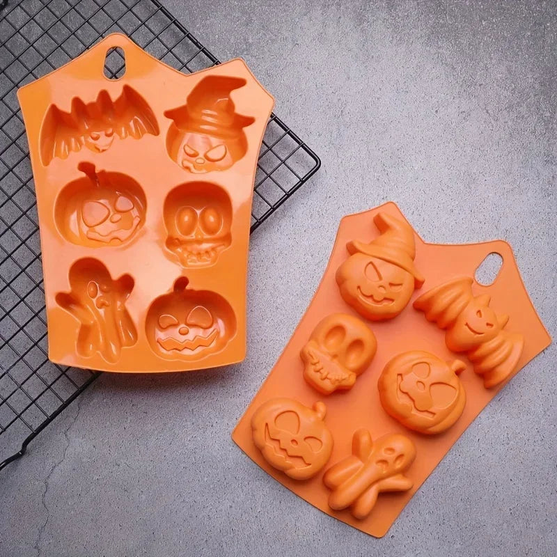 Halloween Moulds Nonstick Silicone Pumpkin Mold Skull Bat Ghost Shape Chocolate Candy Mold Baking Cake Pudding Cookie Cupcakes