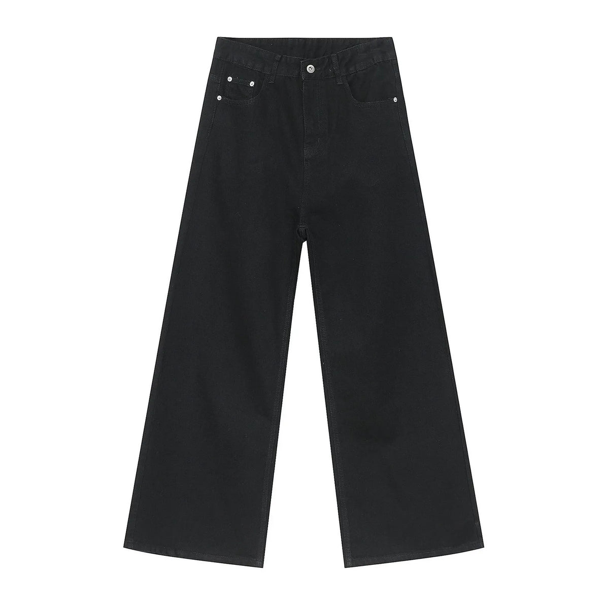 Men's Baggy Hip Hop Jeans Loose Fit Wide Leg Skater Denim Pants Casual Korean Fashion Long Trousers Streetwear Dark Blue Black
