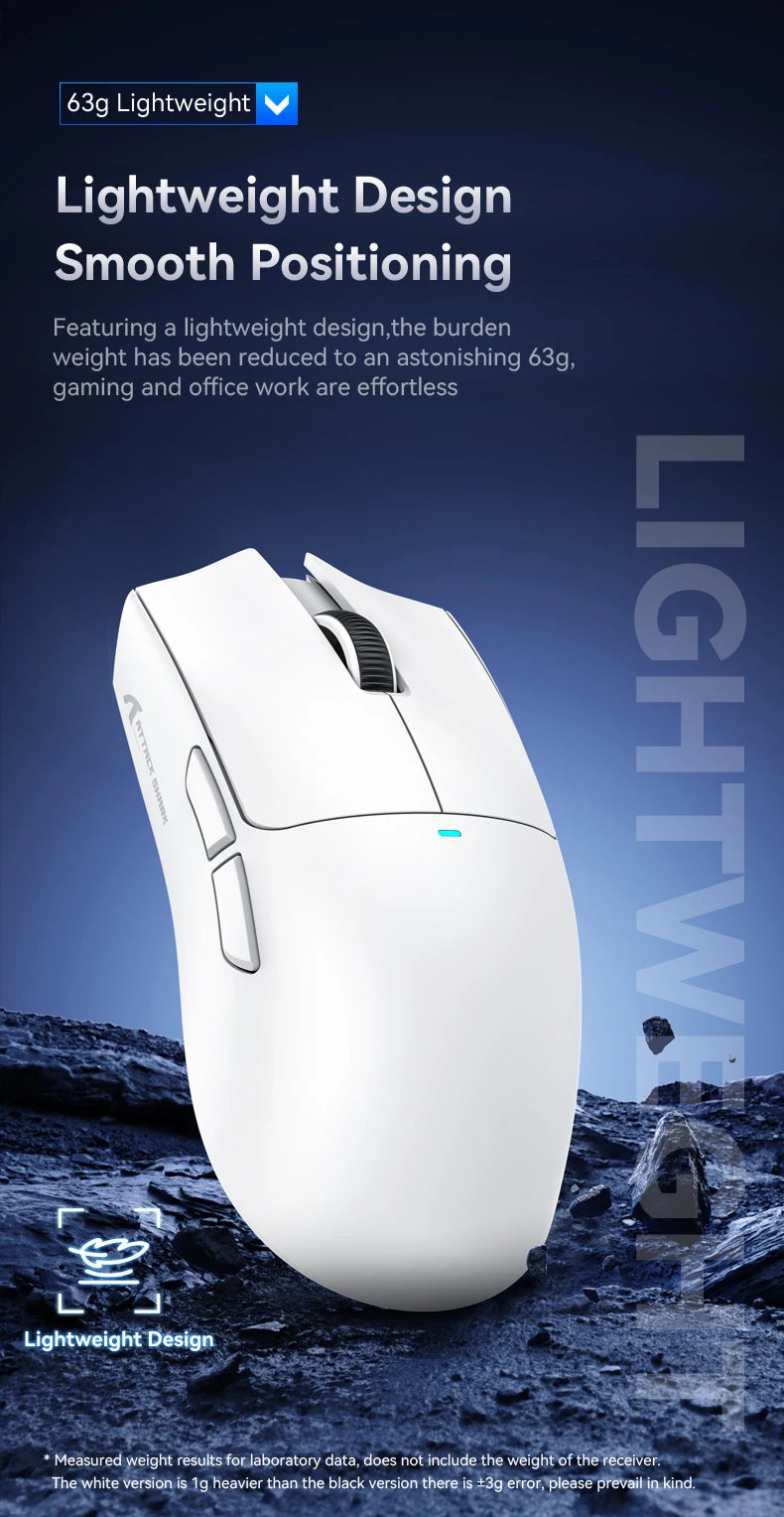 ATTACK SHARK X11 Lightweight Wireless Gaming Mouse with RGB Backlight Charging, Up to 22K DPI, PAW3311 Optical Sensor, HUYU Swit