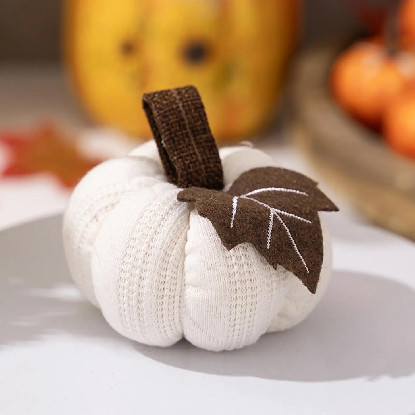 Knit Pumpkin for Autumn Decor Handcrafted Knitted Pumpkin Cozy Warm Soft Decorative Ornaments for Halloween Easter Thanksgiving