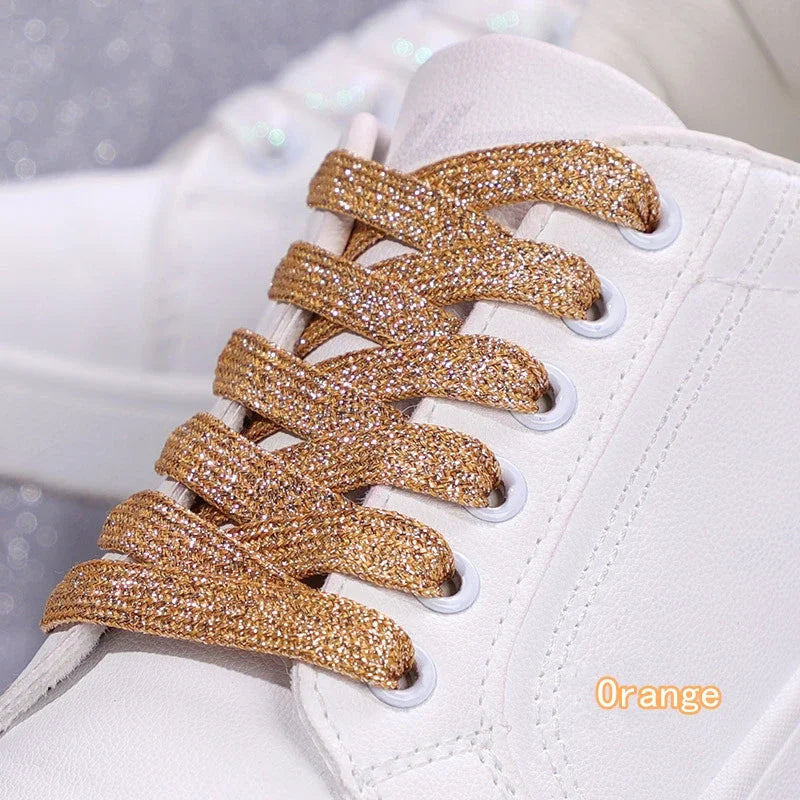 Colorful Flat Shoe laces Fashion Glitter Shoelaces for Athletic Running Sneakers Shoes Boot 1 CM Width Shoelace Strings 20 Color