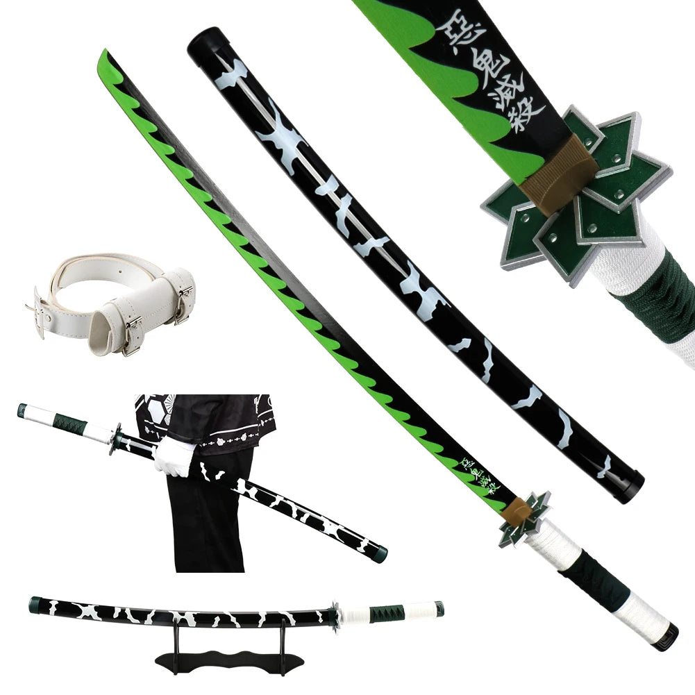 41 inch Anime Cosplay Samurai Katana Sword With Belt And Holder Tanjiro Halloween Cosplay Props Decoration