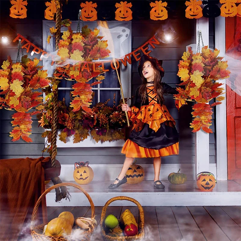 1Pcs Artificial Maple Leaf Garland 75cm Fake Plant Leaves for Home Decor Garden Halloween Thanksgiving Decoration Accessories