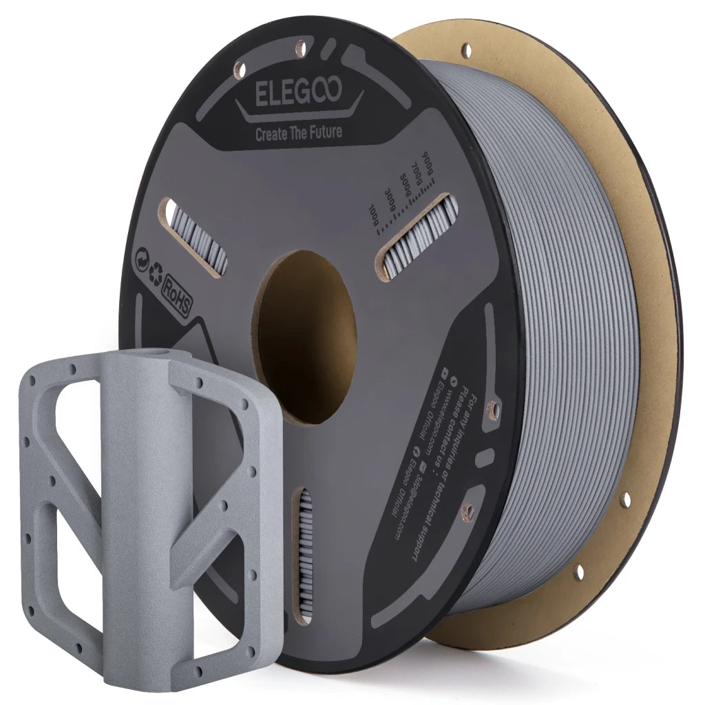 ELEGOO PETG-GF Glass Fiber Filament 1.75mm Gray 1KG,High Stiffness,Electrical Insulation,Fits for Most FDM 3D Printers