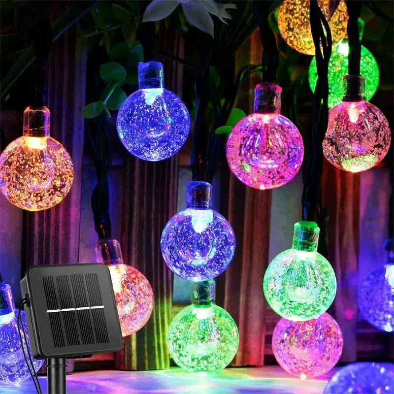 Solar String Lights Outdoor 100 LED Crystal Globe Light Waterproof Solar Fairy Light for Christmas Halloween Party Festoon Decor