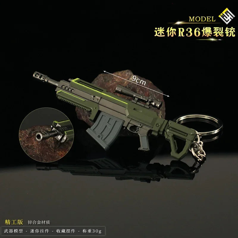 Helldiver 2 Guns Series 9cm Mini R-36 Gun Keychains Alloy Model Pocket Weapon Accessories Bag Key Ring Metal Toys Gifts Boys