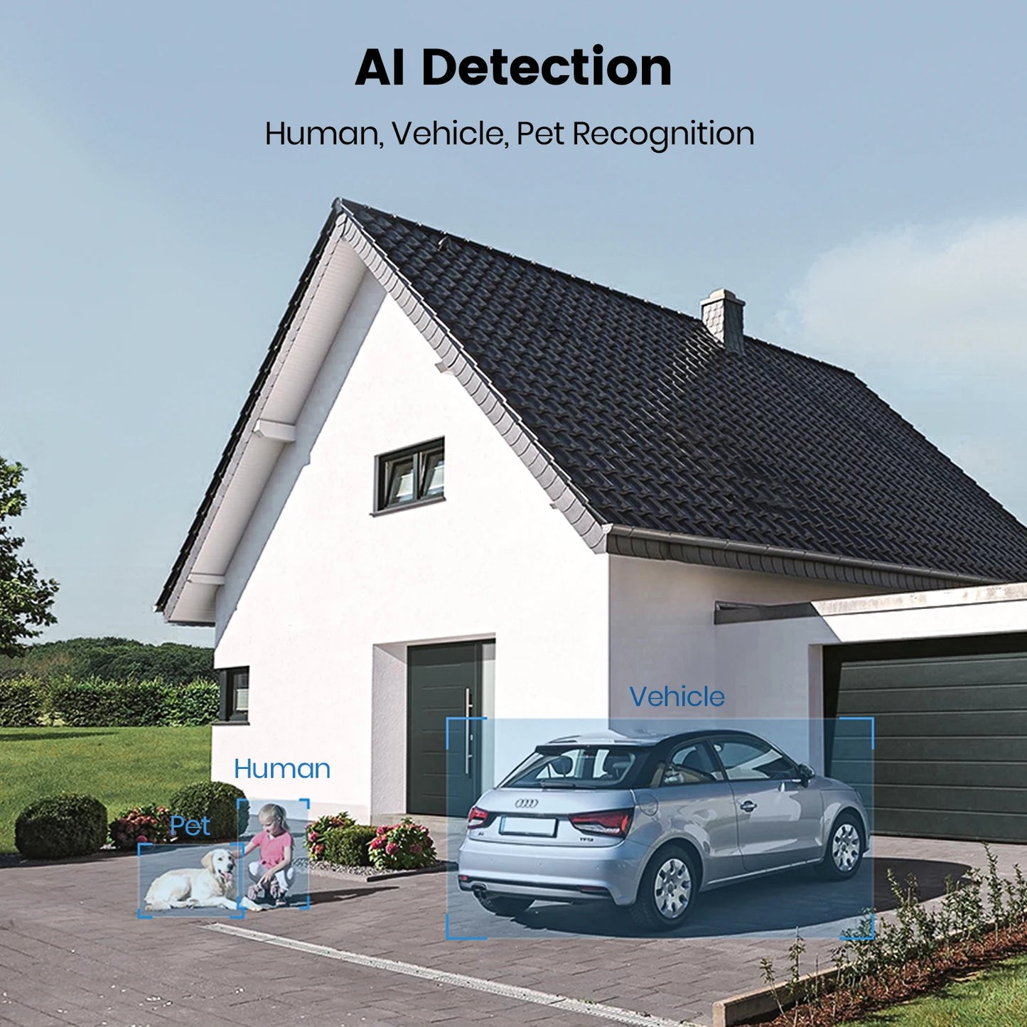 AOSU 5MP WiFi Camera Outdoor 360° View PTZ Smart Security Camera Auto Tracking 2-way Audio Wireless CCTV Camera Support Alex