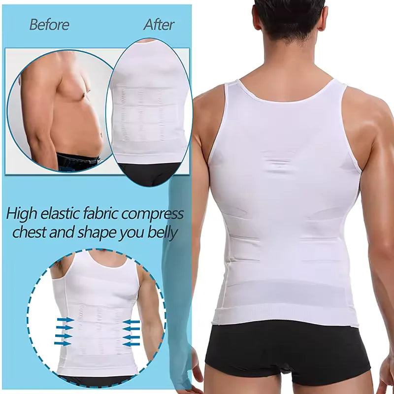 Men Compression Vest Sleeveless Shapewear Slimming Body Shaper Shirt Gym Workout Corset Tummy Control Tank Top Abs Abdomen