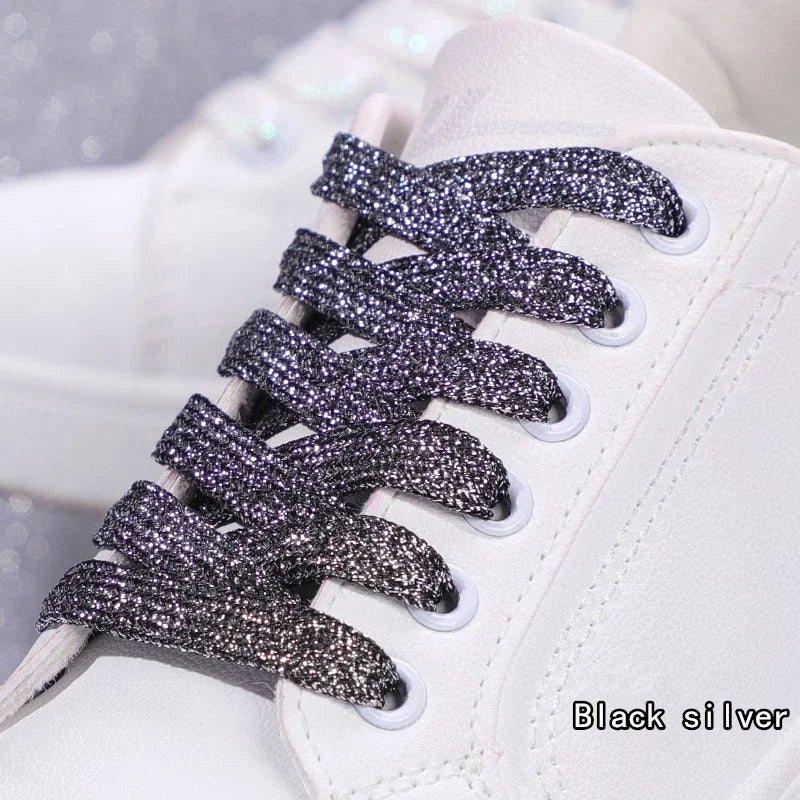 Colorful Flat Shoe laces Fashion Glitter Shoelaces for Athletic Running Sneakers Shoes Boot 1 CM Width Shoelace Strings 20 Color