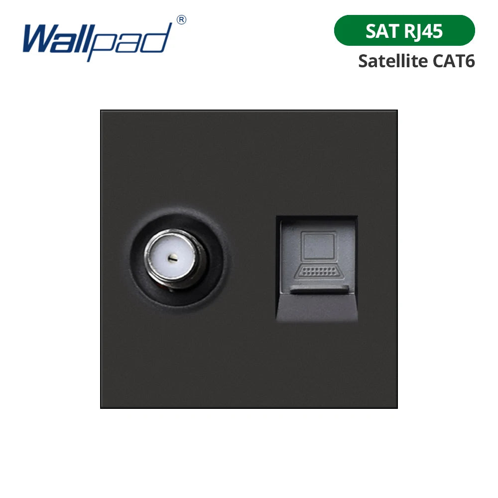Wallpad Black DIY Module Acrylic Panel With Gold Border Wall Power Socket Electrical Outlet S6 Function Key Free Combination