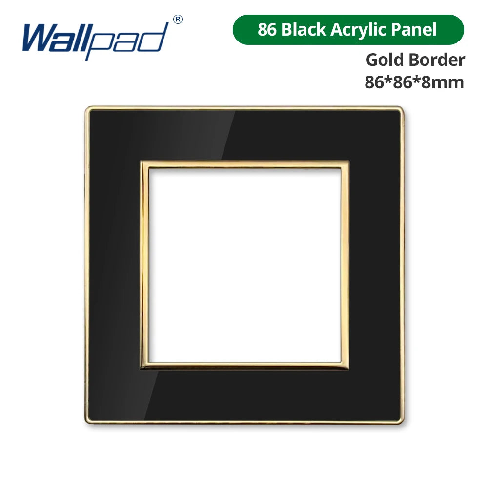 Wallpad Black DIY Module Acrylic Panel With Gold Border Wall Power Socket Electrical Outlet S6 Function Key Free Combination