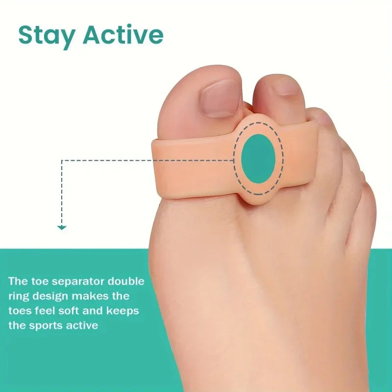 2Pcs Soft Silicone Gel Double Loop Toe Separators Big Toe Cushion Unisex Daily Foot Care Accessory