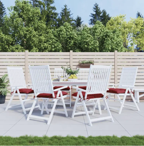 vidaXL Chair Cushions Set of 6 - Outdoor Patio Seating Cushions - Wine Red Color, Oxford Fabric, Square Shaped, 19.7"x19.7"x2.8" Dimensions - 6 pcs