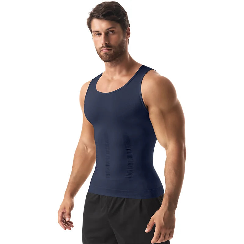 Men Compression Vest Sleeveless Shapewear Slimming Body Shaper Shirt Gym Workout Corset Tummy Control Tank Top Abs Abdomen