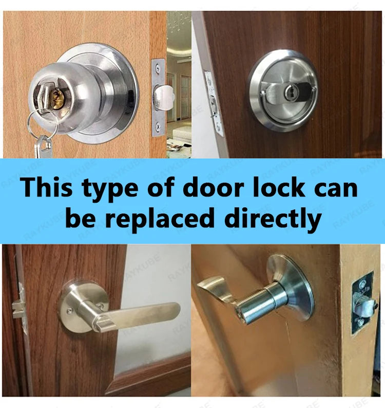 RAYKUBE M3 Tuya BLE Digital Fingerprint Door Lock Electronic Lock with 60/70mm Latch Keys Smartlife/Tuya APP Remote Unlock