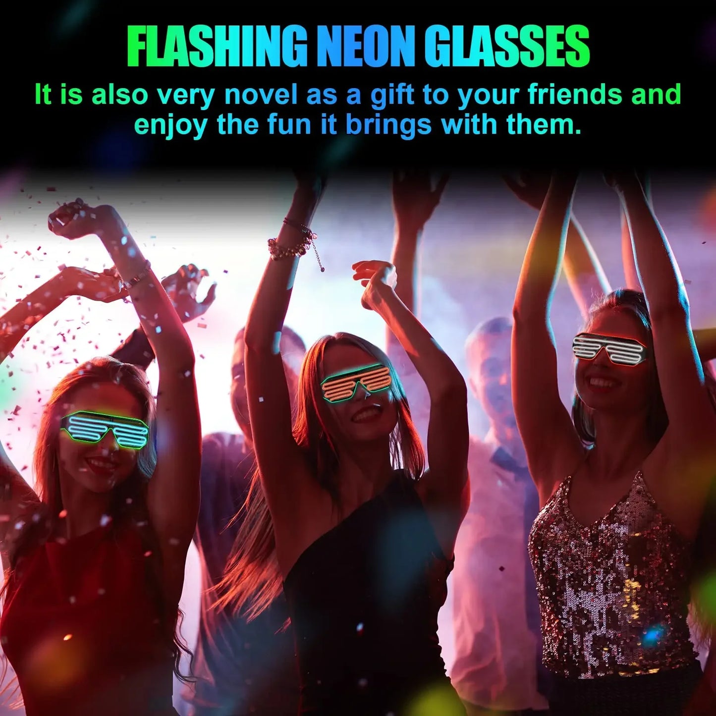 LED Wireless Glow-in-the-dark Glasses, Neon Twinkling Sunglasses, Suitable for Halloween, Christmas, Carnival Party