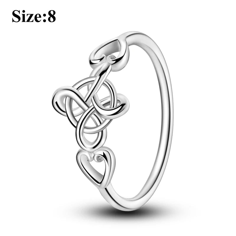 MULA Wedding Band Rings for Women Man 925 Sterling Silver Evil Eye Hand Celtic Knot Four-Leaf Clover Ring Stackable Jewelry Gift