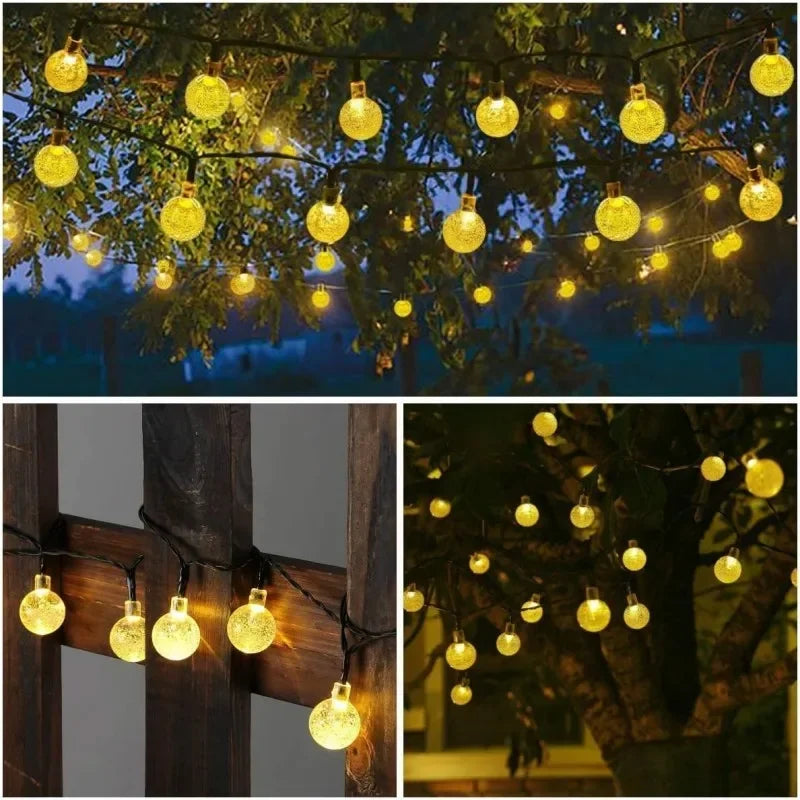 Solar String Lights Outdoor 100 LED Crystal Globe Light Waterproof Solar Fairy Light for Christmas Halloween Party Festoon Decor