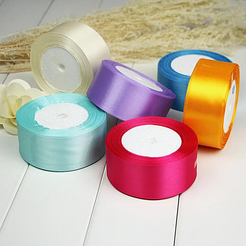6-10-12-15-20-25-40mm Satin Ribbons for Wedding Birthday Party Gift Wrapping Tape Christmas Halloween DIY Crafts Handmade Ribbon